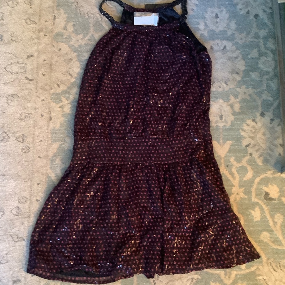 Girls' Purple Sequin Halter Dress - Party-Ready